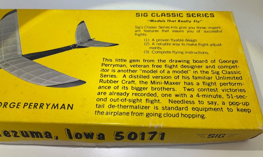 SIG Mini Maxer 26" Wingspan Free Flight Model Airplane Kit