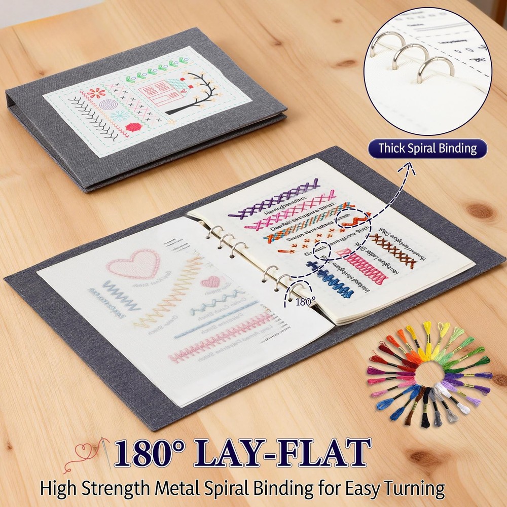 Embroidery Stitch Book Kit 106 Patterns w/ Tools Tutorial Beginner Sewing DIY