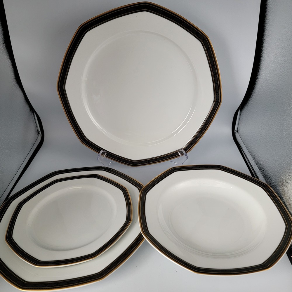 Christopher Stuart BLACK DRESS China Dinnerware. 13 Pc's EC