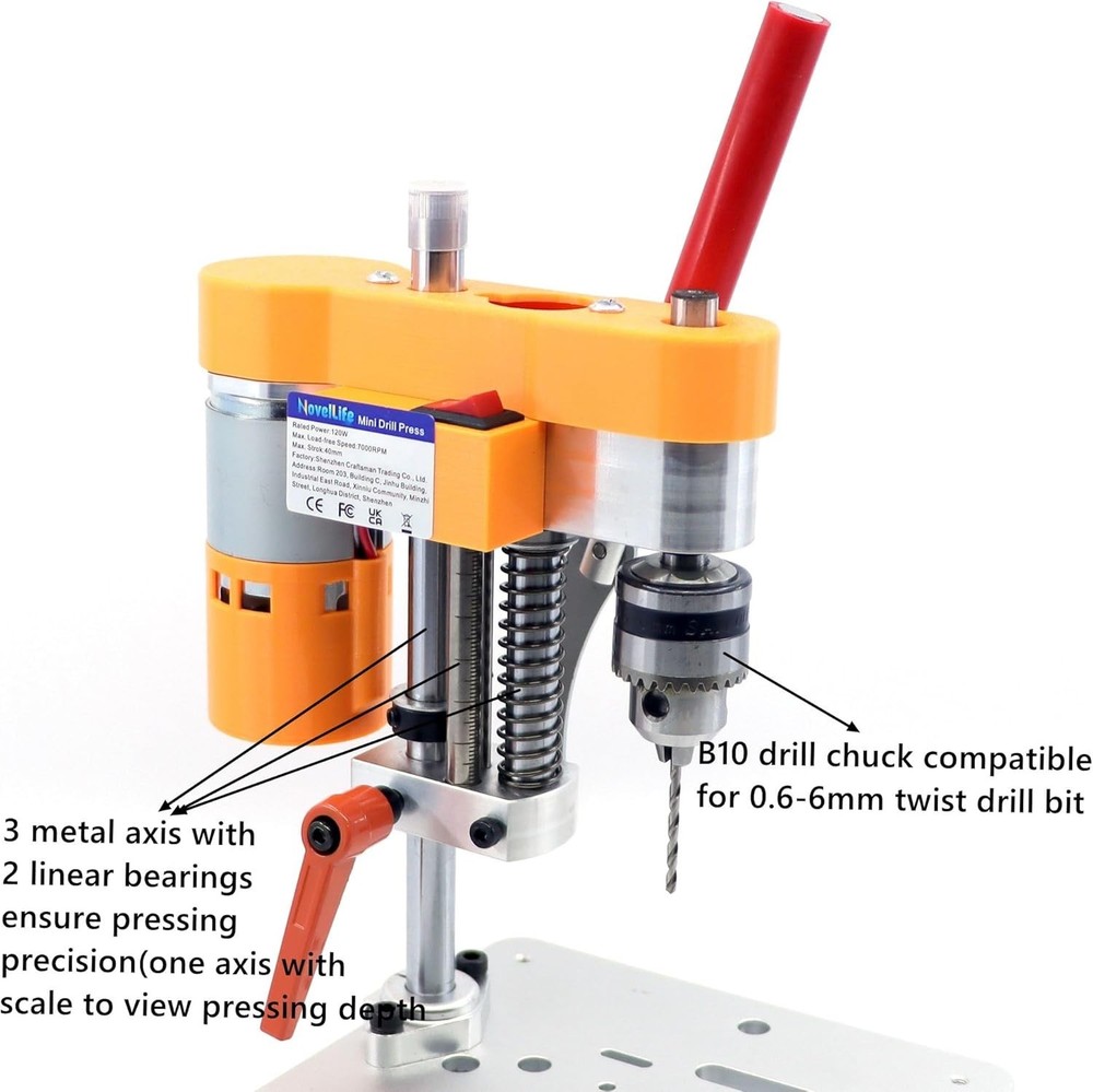 Portable Mini Drill Press 5.9'' Compact CNC Machine for Precision DIY Projects