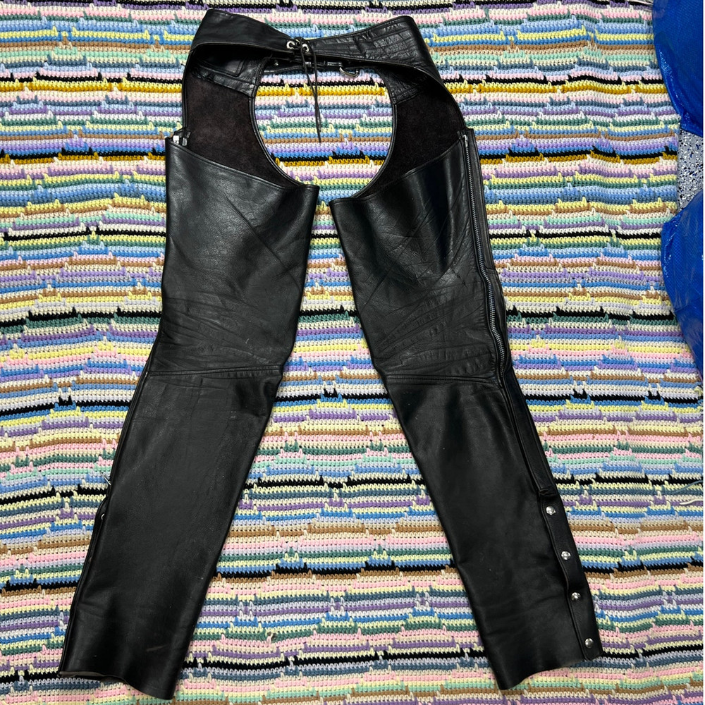 90s Genuine Leather Custom Painted Motorcycle Chaps