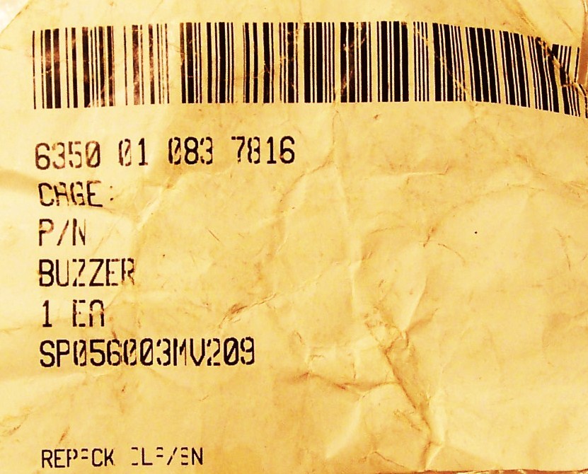 MALLORY SONALERT SC628MD AUDIBLE BUZZER 6-28 VDC 60-75 DB ( MISSING PANEL NUT )