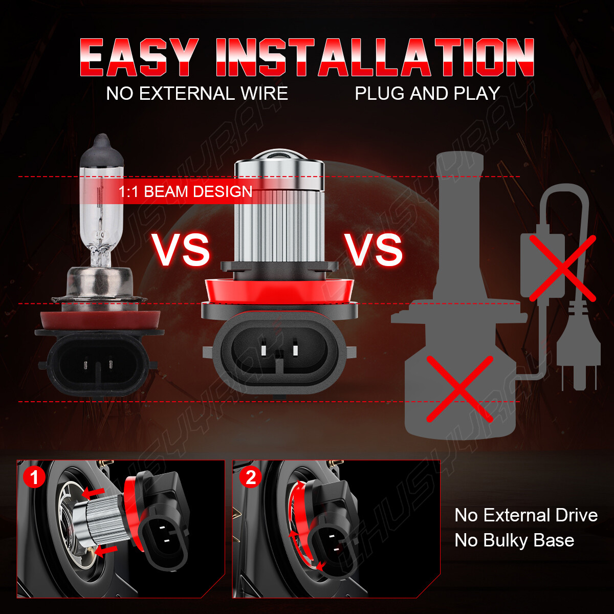 For Kawasaki ZX1400A Ninja ZX14 2006 2007 4x H11 H9 Lamp LED Headlight Bulbs Kit