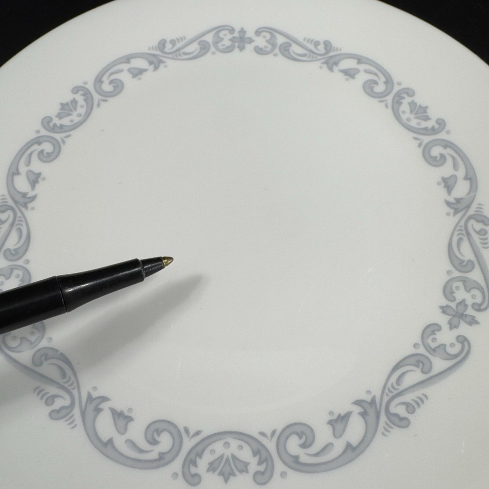 Minton Silver Scroll Pattern Round Porcelain Dish Plate Set 6 Made In England
