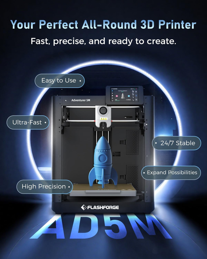 3D Printer AD5M, Corexy 600Mm/S High-Speed Printer with 1-Click Auto Leveling, H