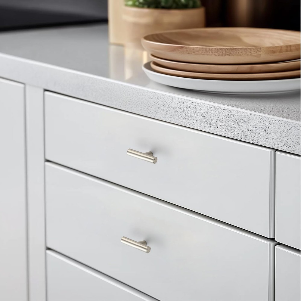 10 Pack Brushed Nickel Cabinet Knobs 2 Inch - Silver Drawer Knobs Single Hole