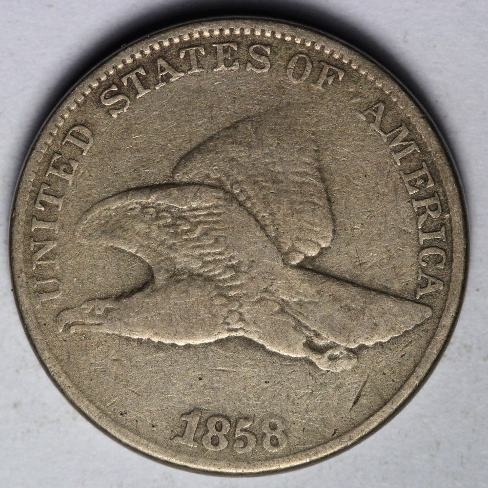 1858/7 LL Flying Eagle Cent Penny FINE E130 QXEM