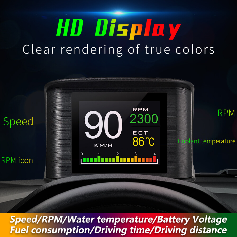 Digital Head Up Display Car HUD OBD2 Speedometer Overspeed Warning 180cm Cable