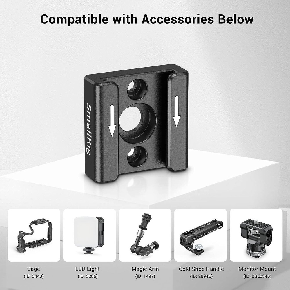 SmallRig Cold Shoe Mount Adapter Bracket Hot Shoe w/ 1/4" Thread for Camera Cage