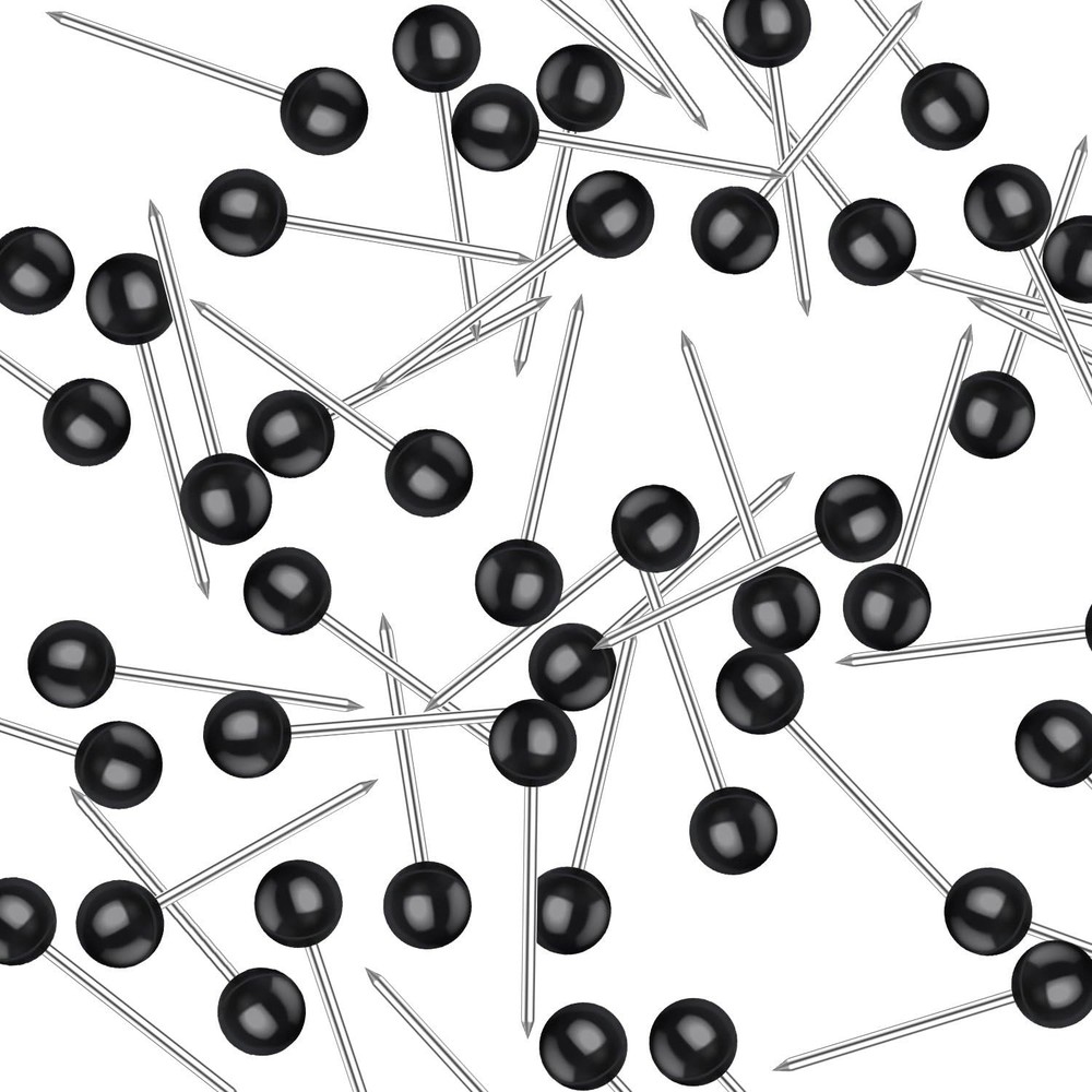 500 Pack Map Push Pins 1/8 Inch Black Tacks Small Round Head