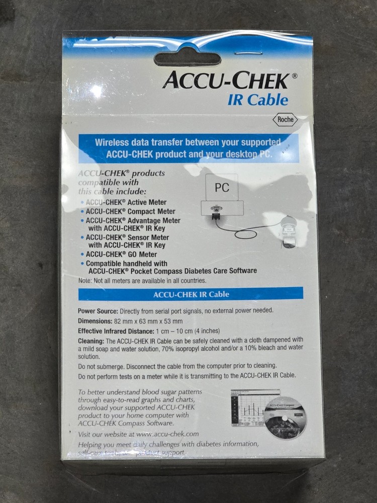 Accu-Chek IR Cable Data Transfer Kit Roche Diabetes Meter PC Interface New