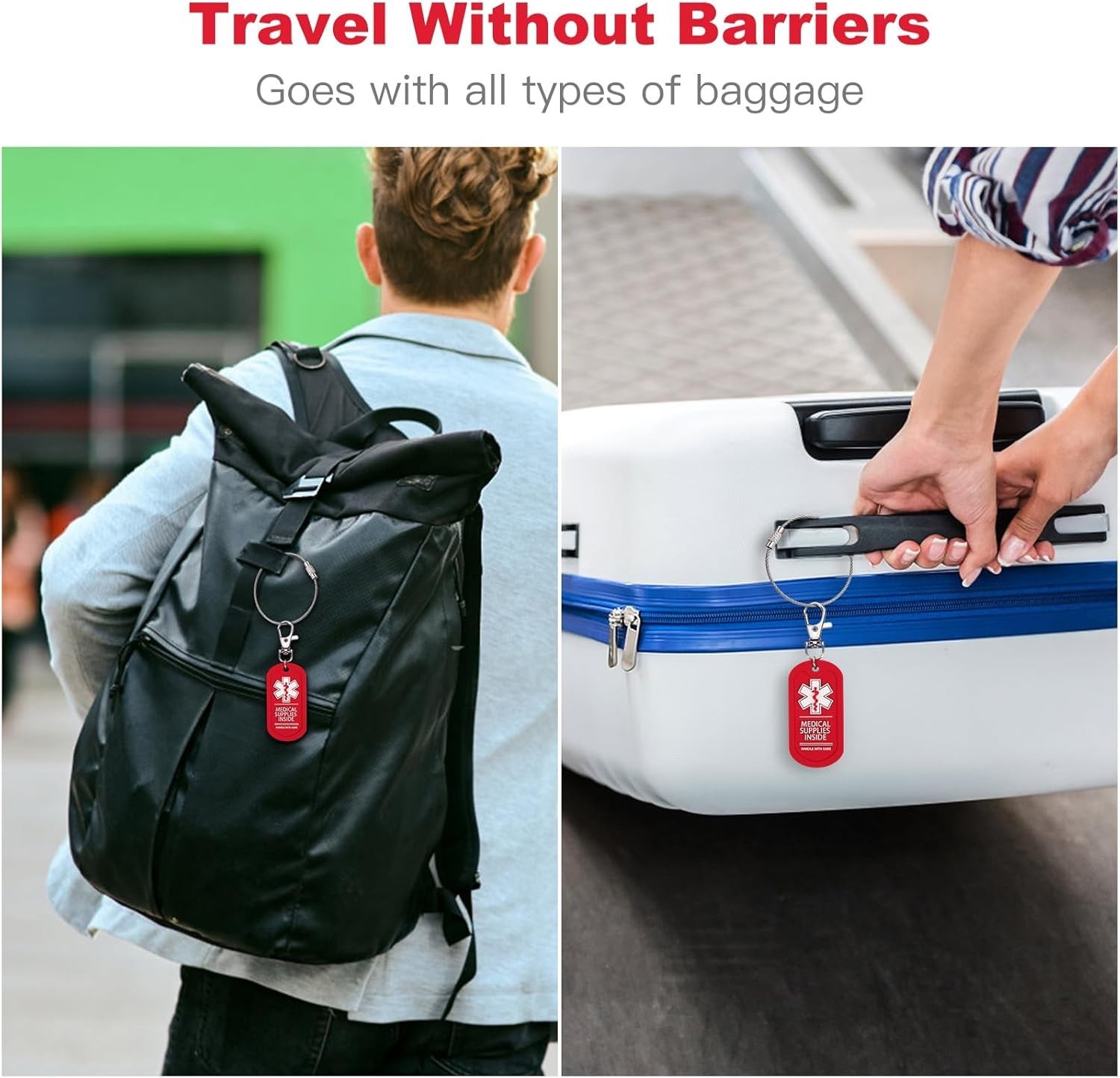 2 Pack Medical Supplies Inside Tag for Bags or Luggage Containing Medical Device