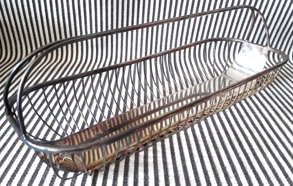 RARE VTG NWT GORHAM 12" HANDLED NEWPORT w/ORIG TAG SILVERPLATE WIRE BASKET