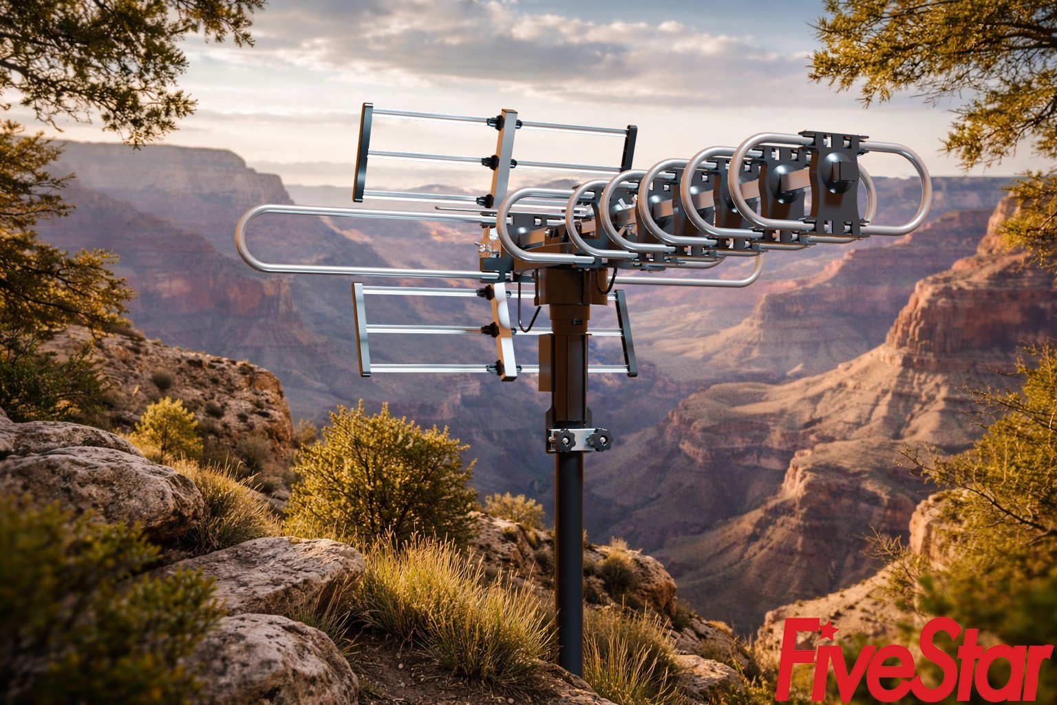 HDTV Outdoor Antenna 200 Mile 360° Rotation UHF/VHF/FM Radio with Remote Control