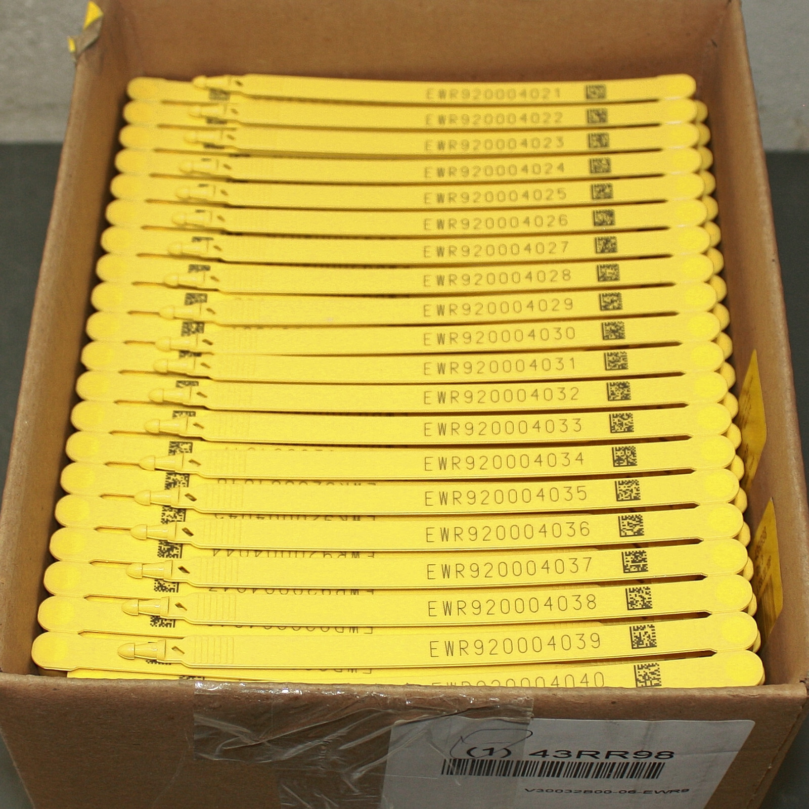 (1000) TydenBrooks 7" Shipping Seals V30032B00, Yellow Plastic Truck Tie Strap