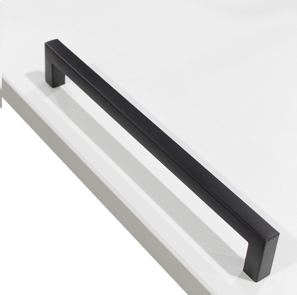 Black Kitchen Square Cabinet Handles Drawer Pull Knobs Stainless Steel 12mm 1/2"