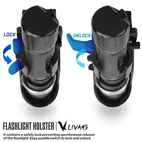 Adjustable Flashlight Holster for Belt - Rotatable Torch Holder with Side Lock S