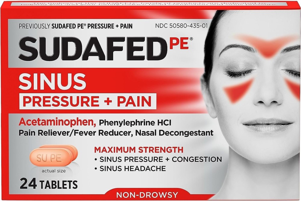 Sudafed PE Sinus Pressure + Pain Relief Tablets, Maximum Strength,...