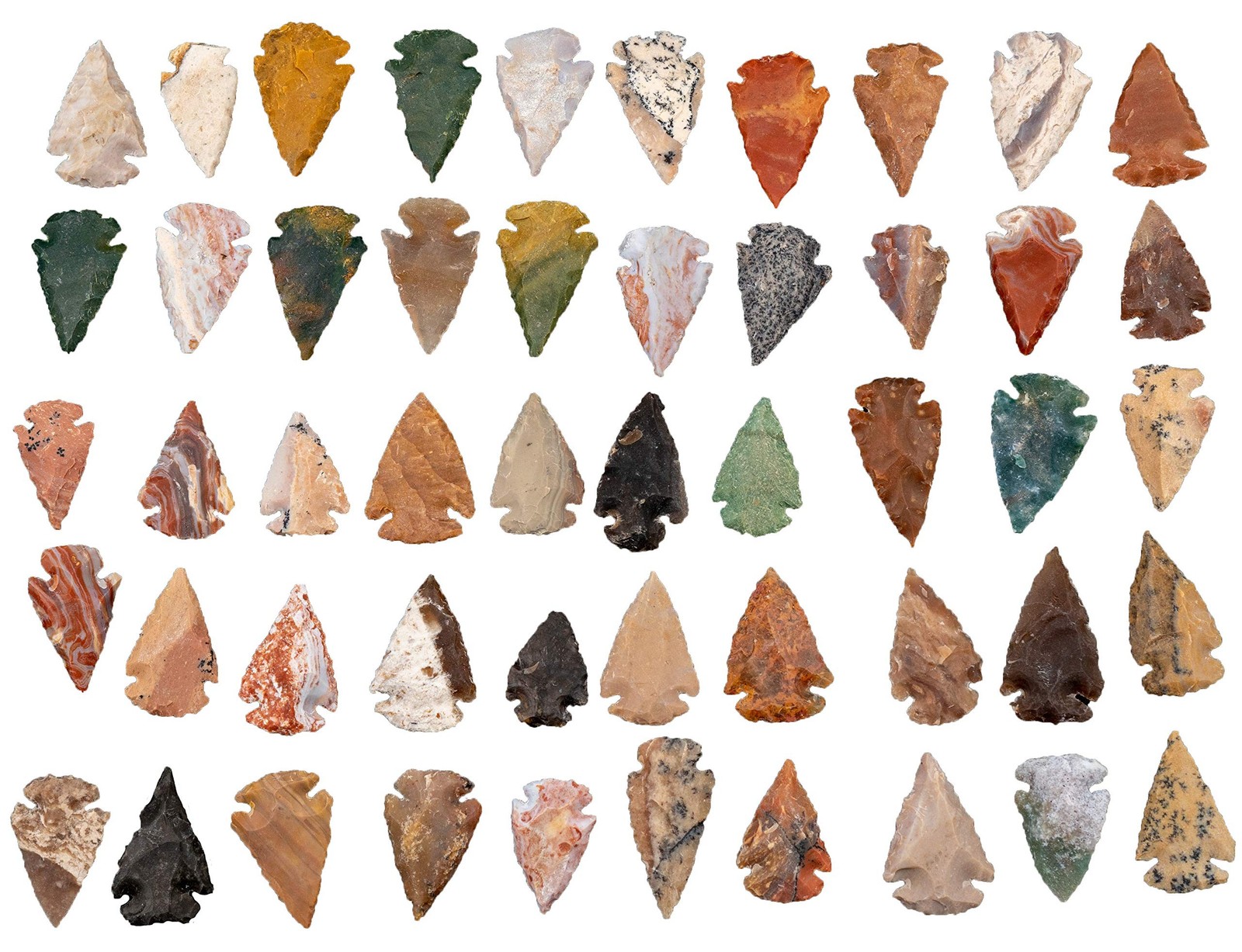 Lot of 50 Indian Arrowheads Agate Chert Flint New Project Points 1 1/2" L
