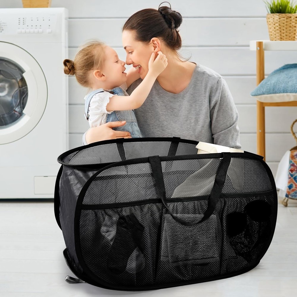 Collapsible Laundry Baskets 4 Pack Pop Up Hamper Mesh Foldable Clothes Bin