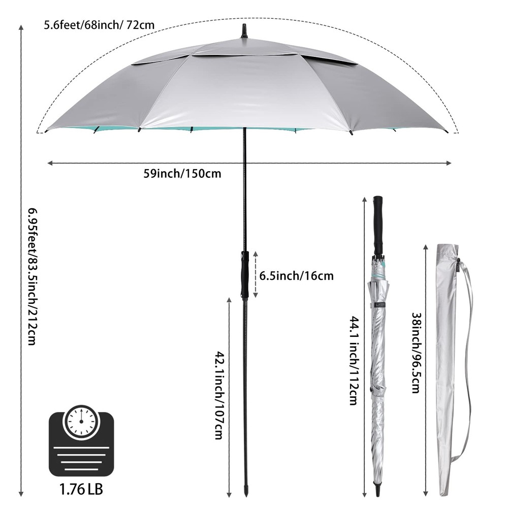 G4Free 68" UV Golf Beach Umbrella Auto Open Extra Large Windproof Vented