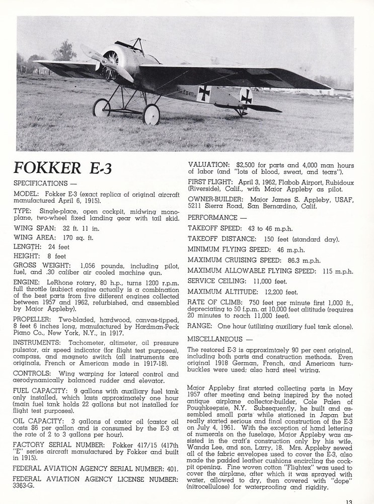 Fokker E-3 Aircraft Report 5/15/2024w