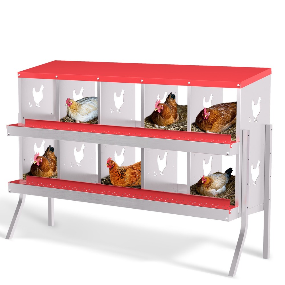 10 Holes Chicken Nesting Box, Metal Chicken Nesting Boxes, with Bracket Legs