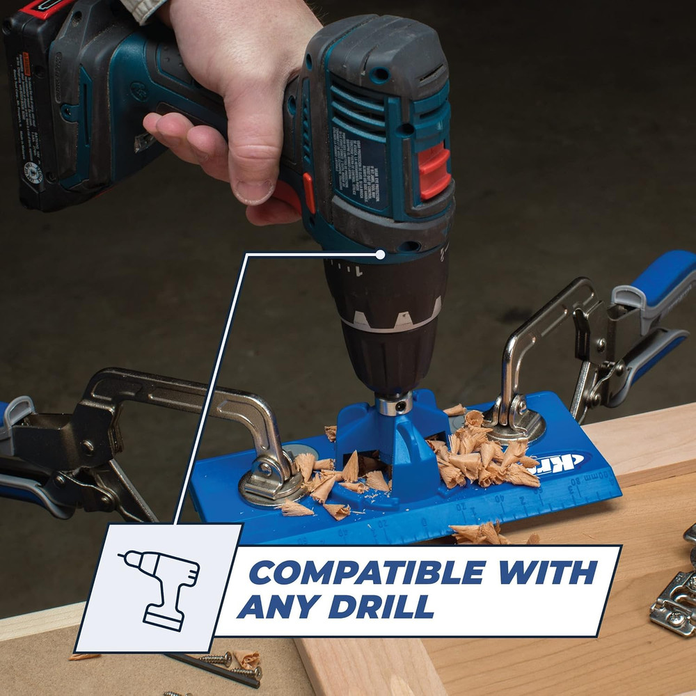 KHI-HINGE Concealed Hinge Jig – Precision Cabinet Door Hinge Tool – Drill Gui...