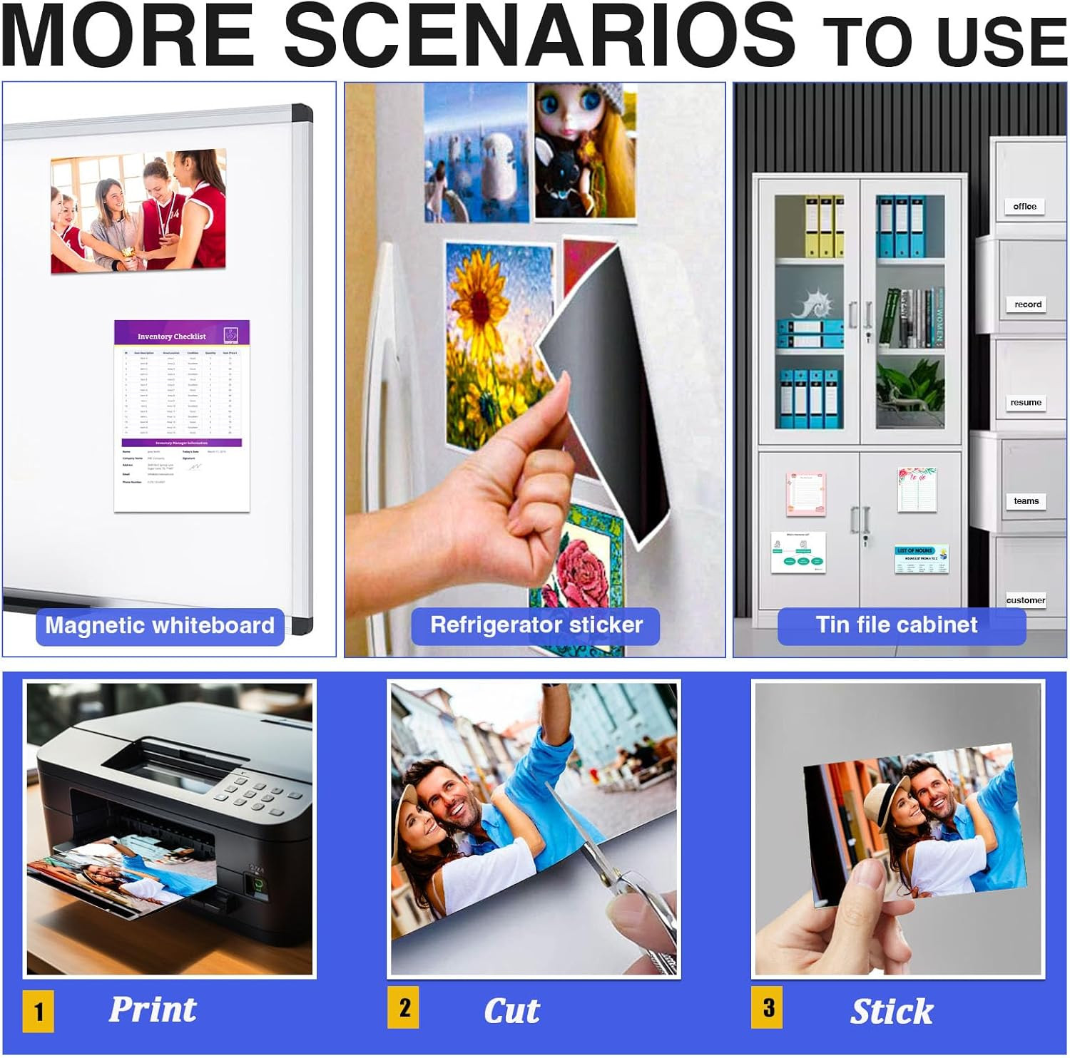 Printable Magnetic Paper,Non Adhesive,12 Mils Thick Magnet Glossy Sheets