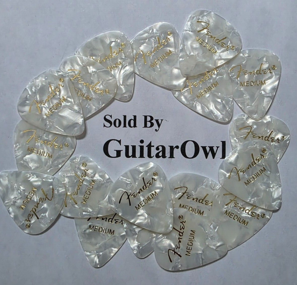 FENDER MEDIUM GUITAR PICKS WHITE MOTO 351 celluloid 18 picks