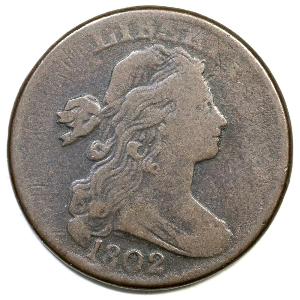 1802 S-233 R-2+ Draped Bust Large Cent Coin 1c