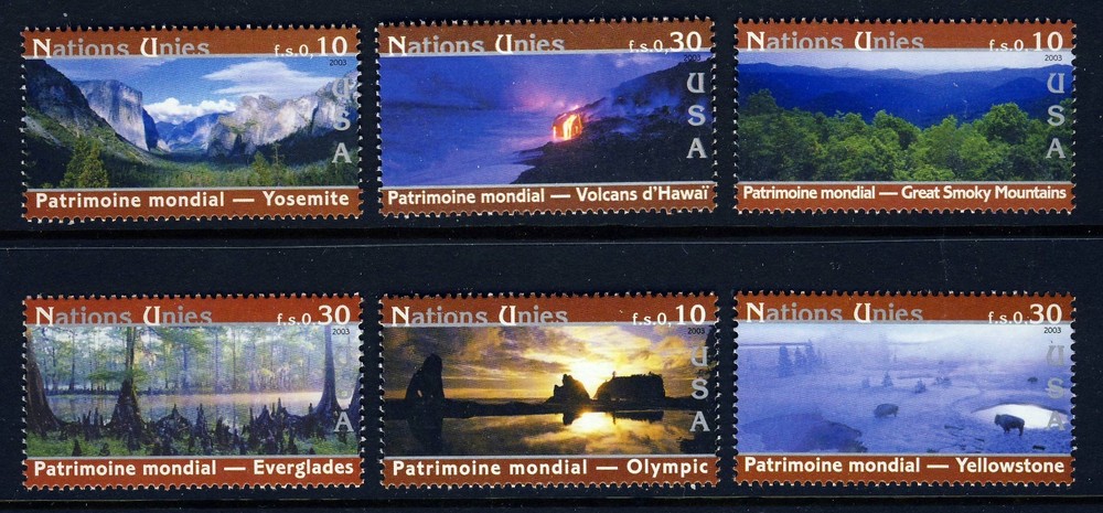 UN - Geneva . 2003 USA World Heritage . BOOKLET Singles (6) .  Mint Never Hinged