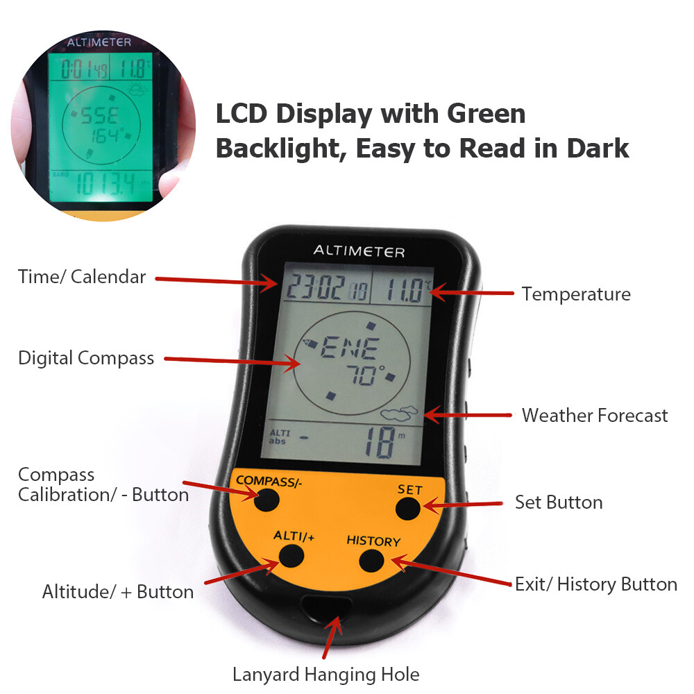 Electronic Digital Altimeter 8 in 1 Multifunction LCD Backlight K7Z7