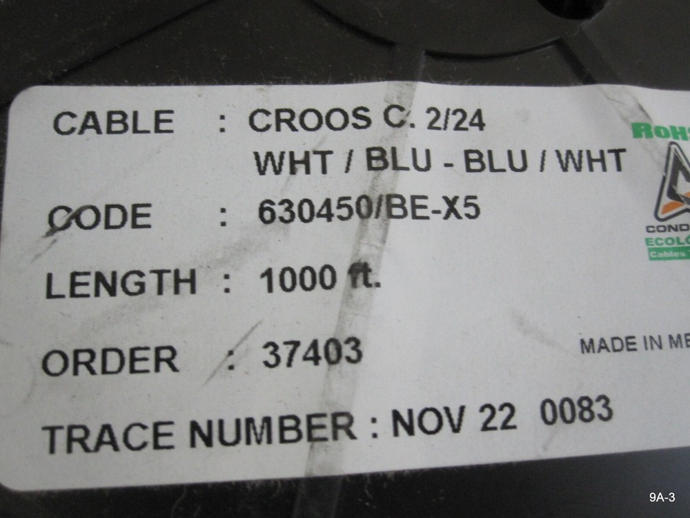 24AWG Solid Conductor Cross-Connect Wire Blue/White 3 Rolls 2000'~
