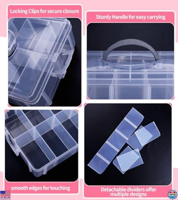 Praisebank 3-Layer Stackable Storage Container Box, 30 Dividers Compartments,