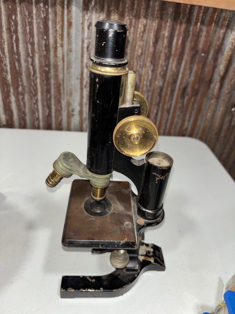 Antique American Professions Supply Scientific Instruments Microscope Brass Old