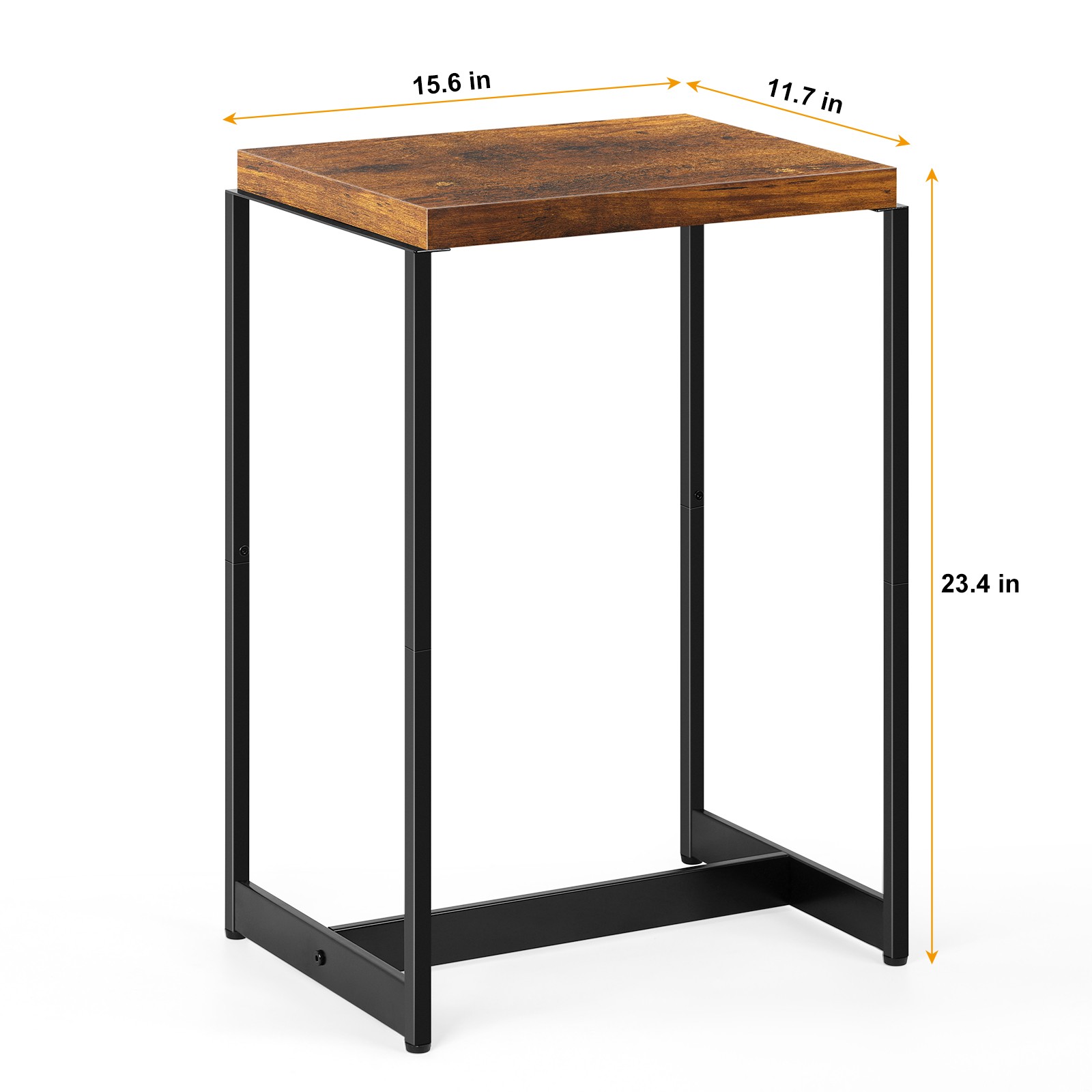 Brown End Table Small Side Table, Wood Night Stand with Metal Frames for Bedroom