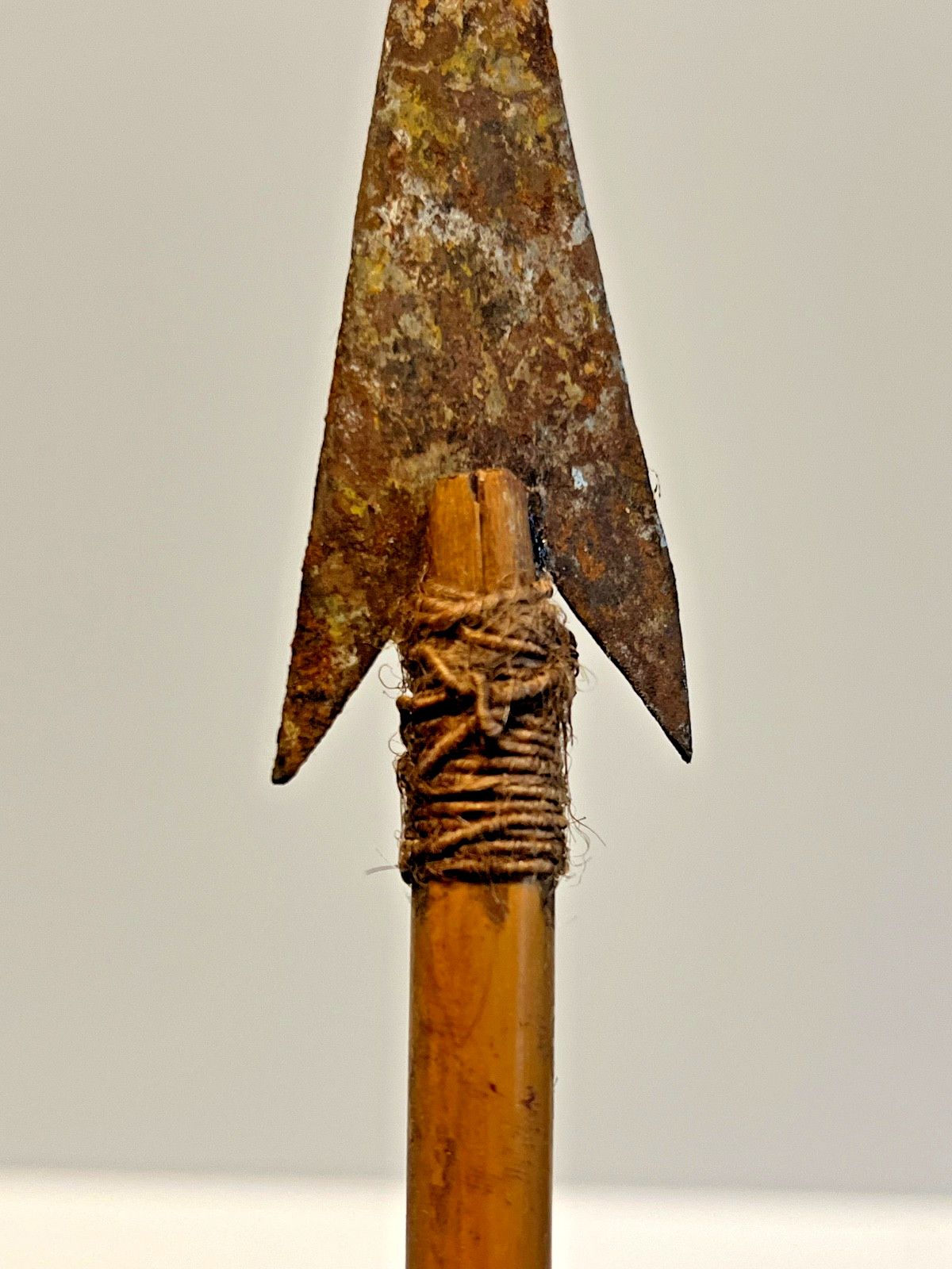 Original Native American Indian Arrow; Metal Tip; Feathers; Sinew; #E9