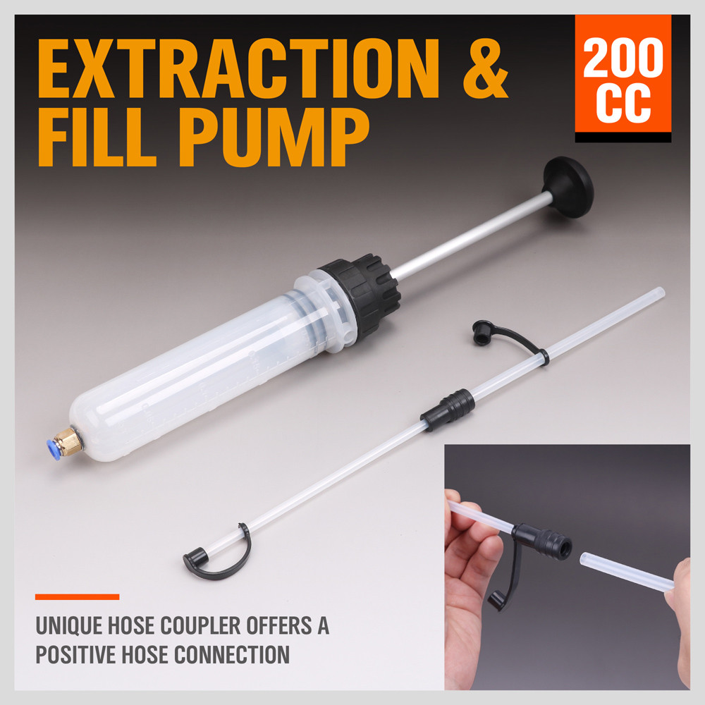 200cc Automotive Fluid Extraction & Filling Syringe Kit Vacuum Pump Oil Changer