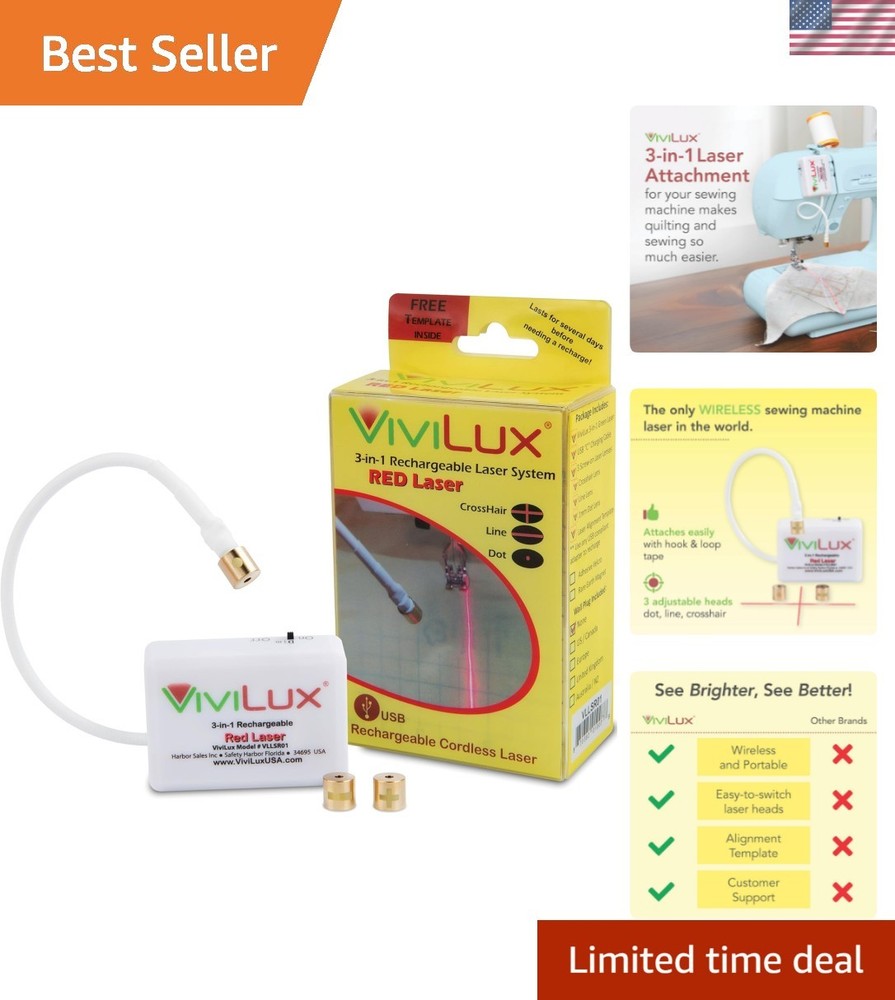 Effortless Sewing Accuracy: 3-in-1 Rechargeable Red Laser Alignment System