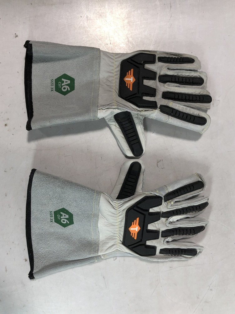 A6 Cut Work Gloves Size 3X Leather Protective Hand Gear Pair