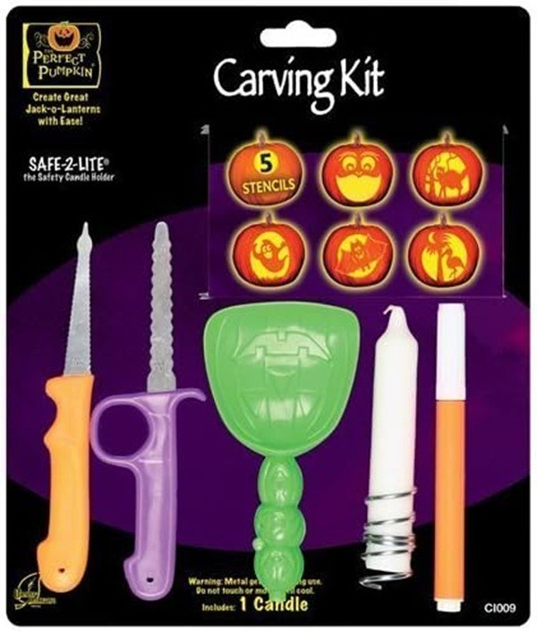 Halloween Pumpkin Carving Kit, Includes Tools, Stencils, Candle, etc (NEW)