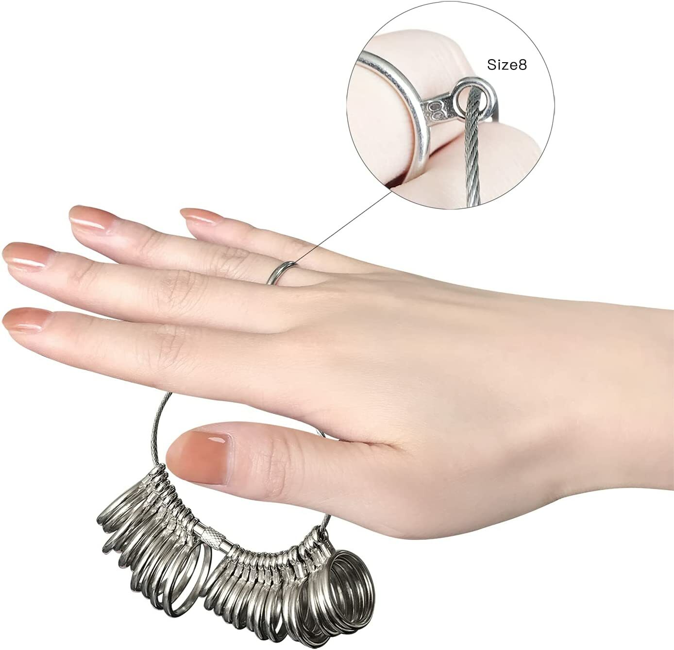 Metal Ring Sizer Gauge Mandrel Finger Sizing Measure Stick Standard Tool Sliver