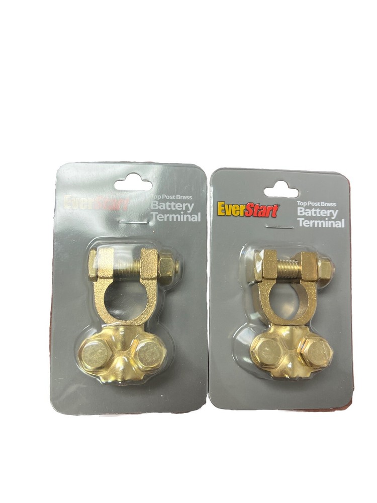 Auto Top Post Brass Battery Terminal, Fit Positive and Negative Posts 2 Pack
