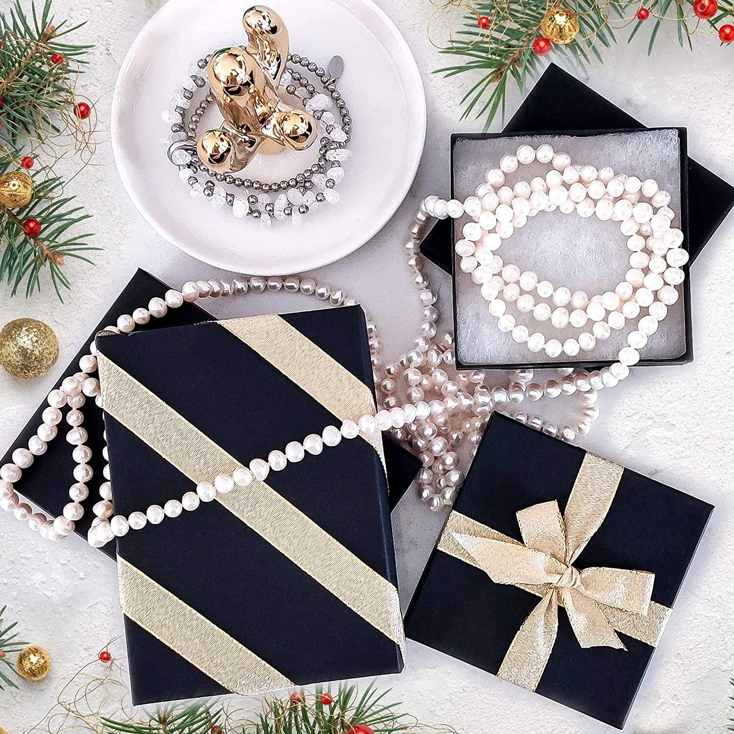 The Display Guys – Cardboard Jewelry Boxes With Cotton – 100 Pack – Matte Black