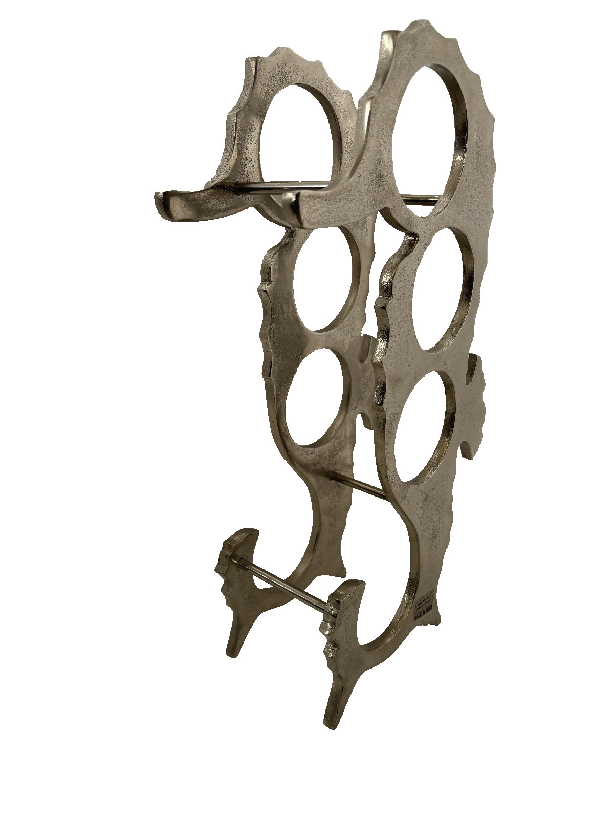 Cast Aluminum Seahorse 4 Bottle Wine Rack 18" Tall