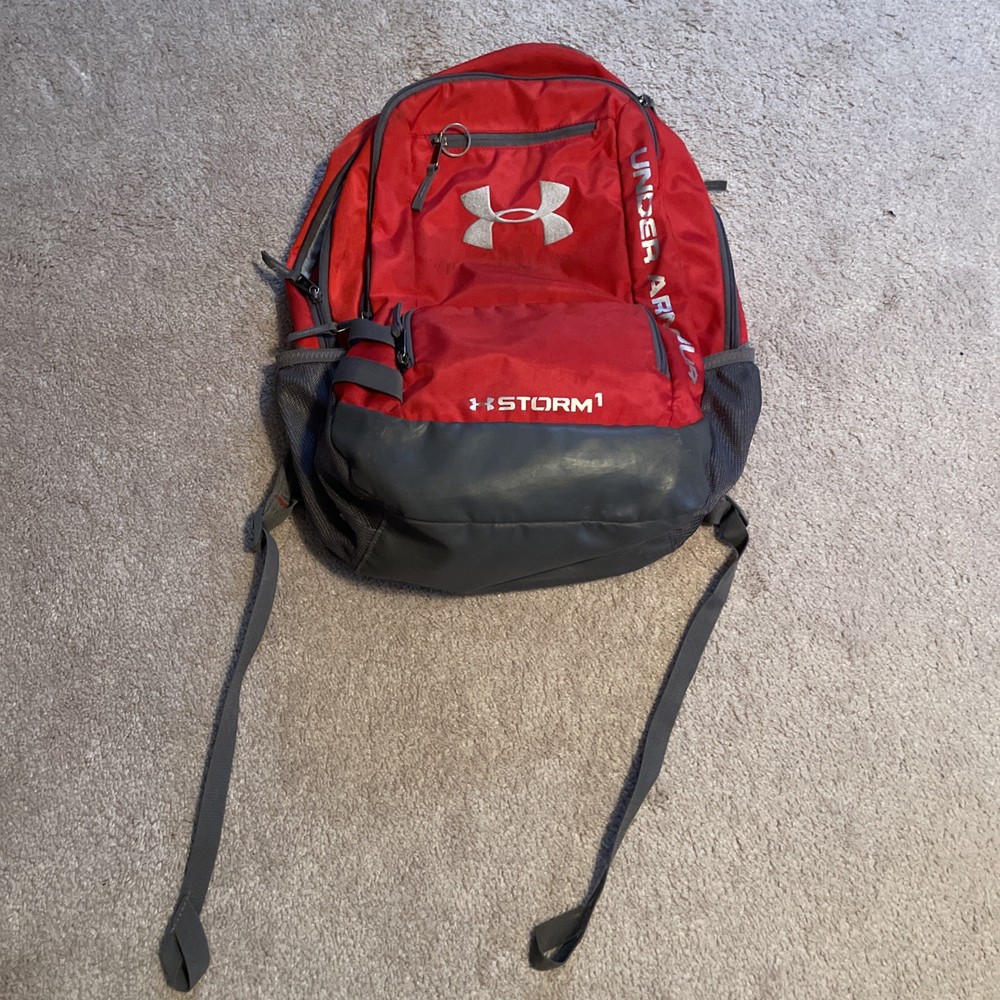 Under Armor Storm 1 School Backpack 4 Pockets Red And Gray Color