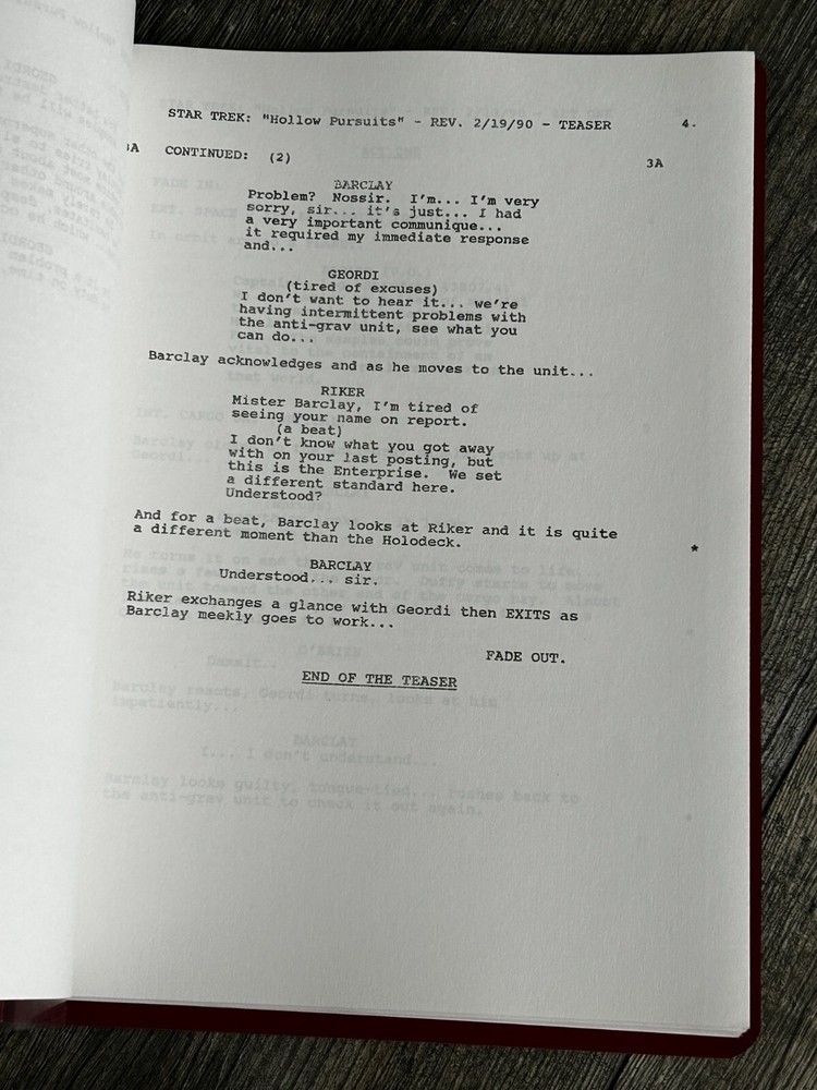 STAR TREK Script The Next Generation Hollow Pursuits Final Draft February 9 1990