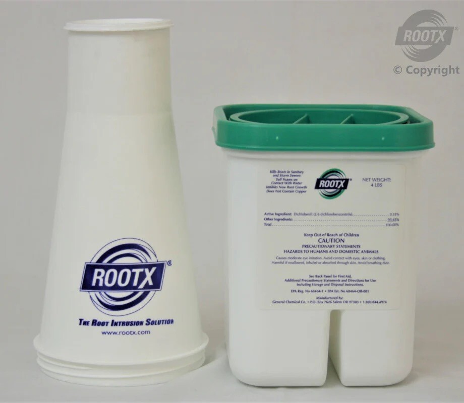 Rootx Foaming Sewer Line Root Killer Controls Roots 4lb Jar w/funnel applicator