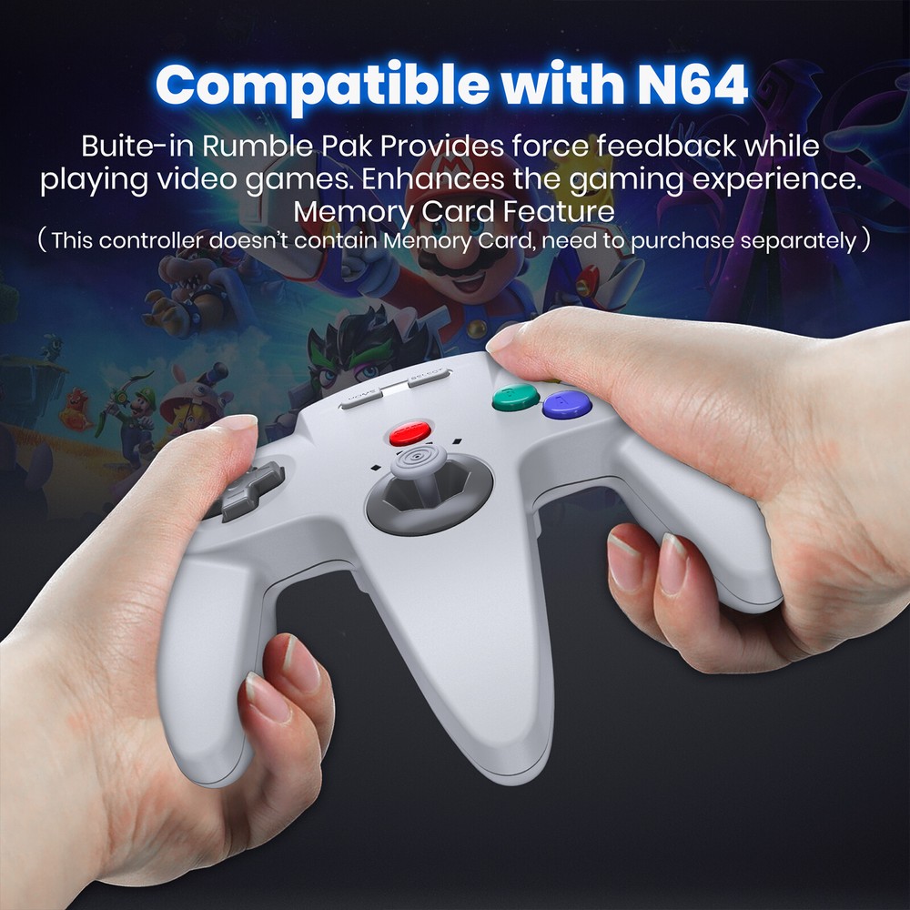 4Pack Wireless N64 Controller w/Rumble Pak Rechargeable for Nintendo N64 Console